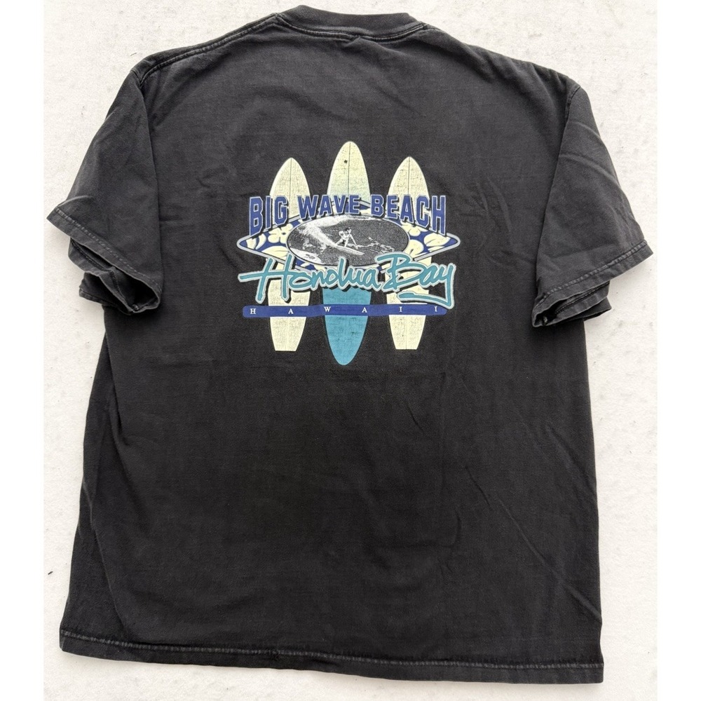 VTG Hanes Beefy T Surf Board Shirt Honolulu Bay Hawaii Single Stitch Men's XL